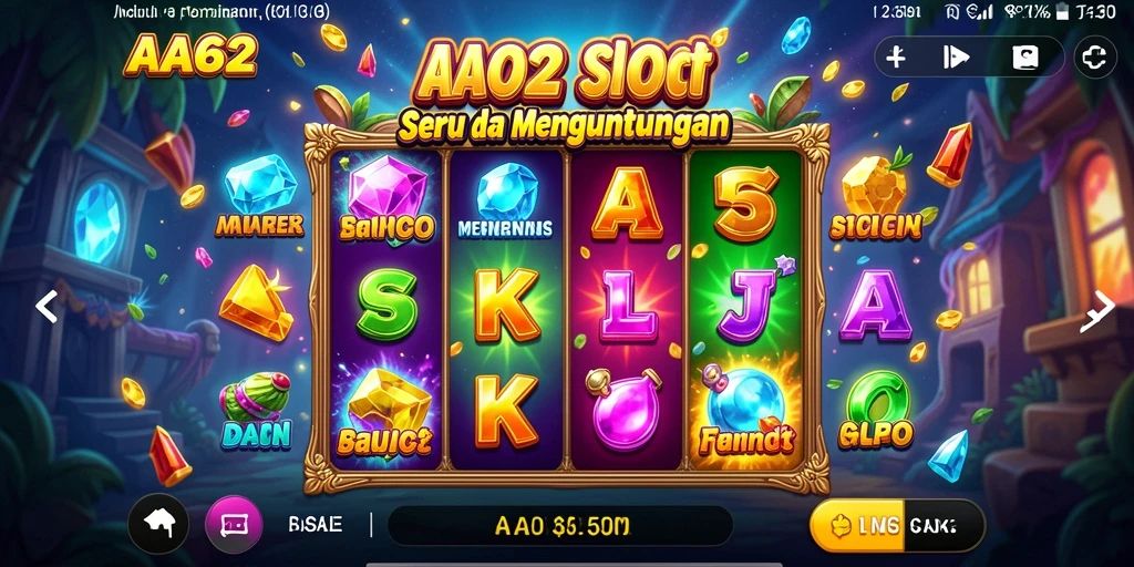 Tampilan gameplay menarik dari permainan Slot AA62 yang penuh warna.