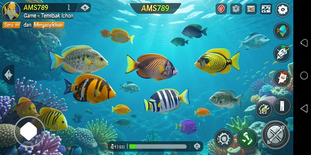 Screenshot gameplay menampilkan aksi menembak ikan yang seru.