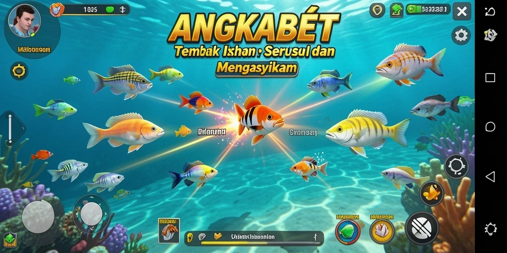 Tangkapan layar gameplay ANGKABET menampilkan beragam ikan yang menunggu untuk ditangkap.