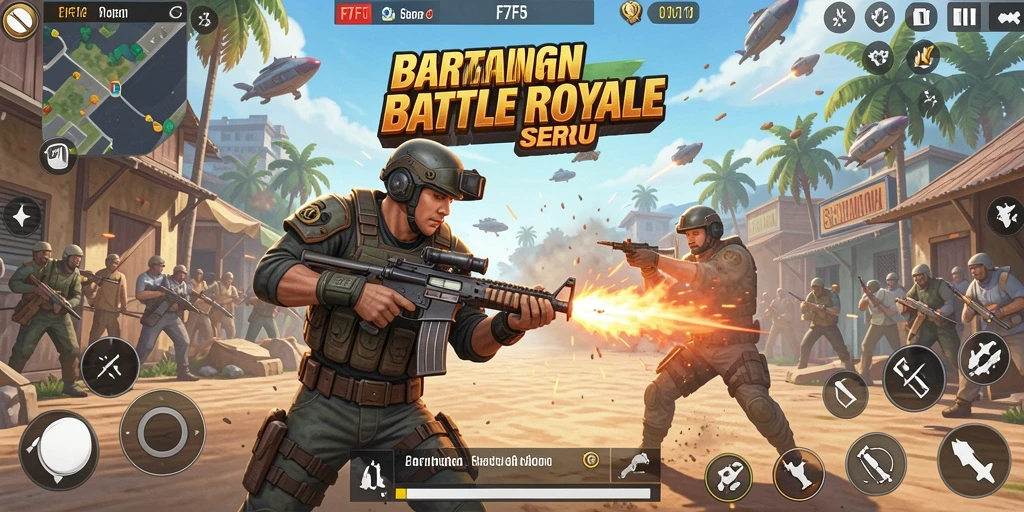 Gameplay seru di F7F7 dengan aksi Battle Royale yang mendebarkan.