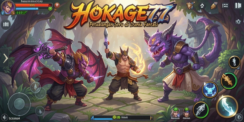 Tampilan gameplay yang menampilkan petualangan seru di HOKAGE77.
