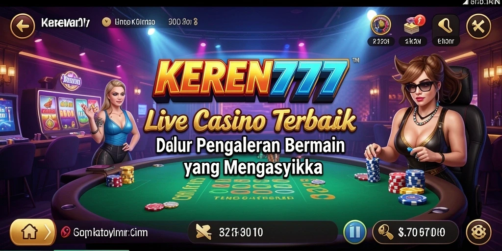 Tampilan gameplay KEREN777 dengan dealer langsung dan interaksi pengguna.