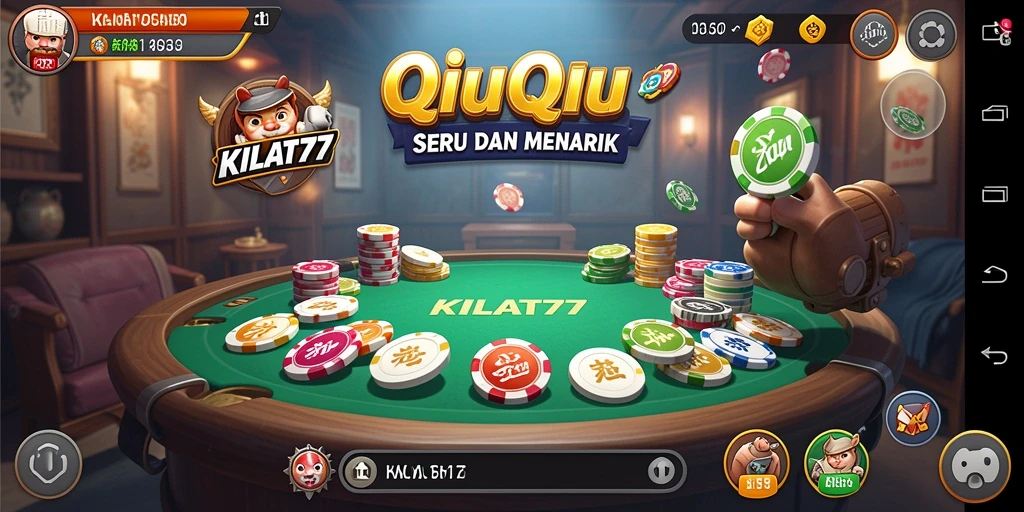 Tampilan menarik dari gameplay KILAT77 dengan suasana permainan QiuQiu.