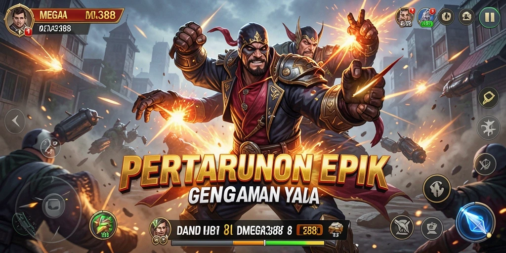 Screenshot gameplay seru dari MEGA388 dengan aksi pertarungan yang mendebarkan.