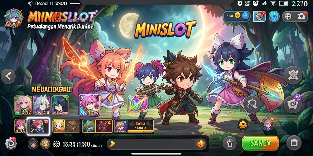 Tampilan gameplay MINISLOT yang menarik dengan karakter anime.