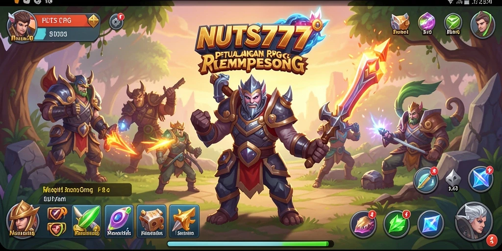 Screenshot menampilkan aksi pertempuran epik dalam NUTS777.