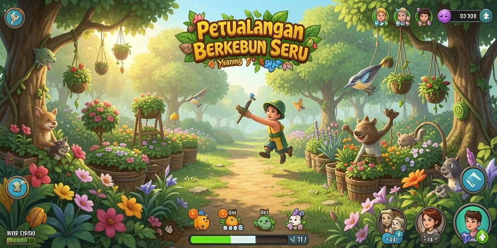 Gameplay RI188 yang menarik dengan kebun yang indah.