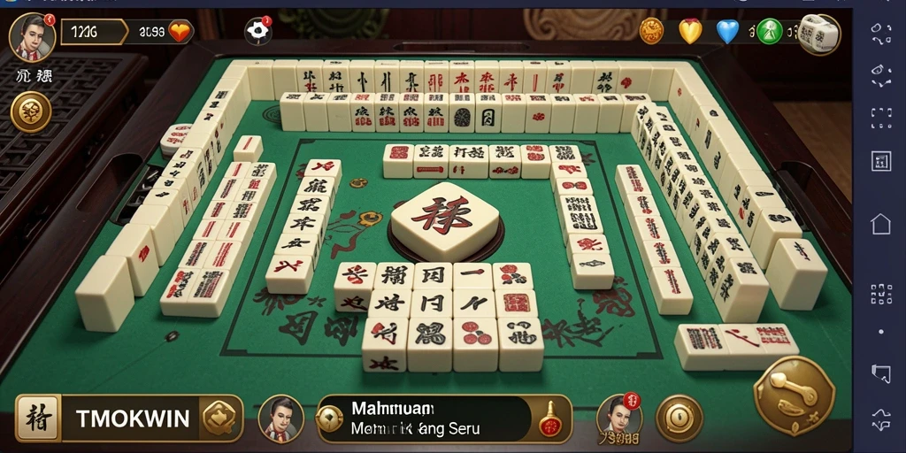 Tampilan permainan TMOKWIN yang menampilkan papan Mahjong penuh warna dan seru.